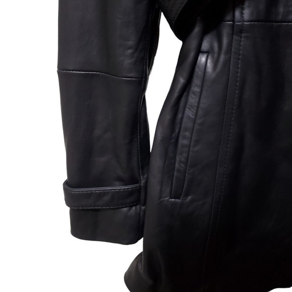 NWT Michael Kors Leather Jacket Moto Black Belt Long Asymmetrical Zip Sz XS READ - Picture 5 of 15